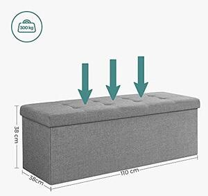 Spatiu de depozitare tip banca, Songmics, 110 x 38 x 38 cm, 120 L, LSF77G, Gri
