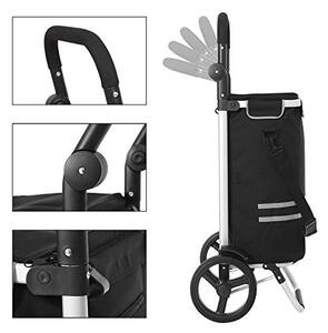 Carucior pentru cumparaturi, Songmics, Negru, 44x35x100 cm