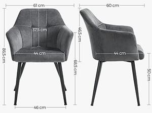 Set 2 scaune dining, Songmics, Gri, 61x60x86.5 cm