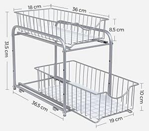 Organizator bucatarie, Songmics, Argintiu, 36x21x25.5-31.5 cm