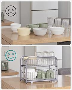 Organizator bucatarie, Songmics, Argintiu, 36x21x25.5-31.5 cm