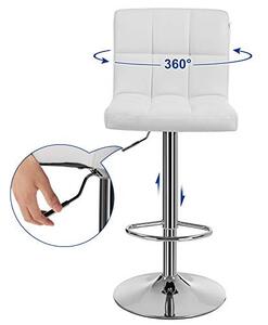 Set 2 scaune de bar, Songmics, Alb, 38x44.5x(95-115) cm