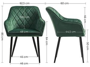 Set 2 scaune dining, Songmics, Verde, 62.5x60x85 cm