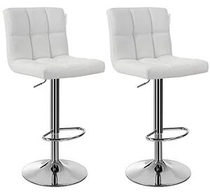 Set 2 scaune de bar, Songmics, Alb, 38x44.5x(95-115) cm
