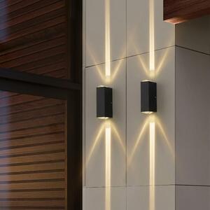 Set 2x aplica LED exterior, 3W neagra, alb cald, pentru perete fatada si terasa