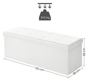 Bancuta hol cufar cu depozitare, Songmics, Alb, 110x38x38 cm