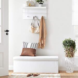 Bancuta hol cufar cu depozitare, Songmics, Alb, 110x38x38 cm