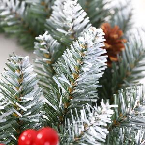 Coronita pentru Craciun Tahagov, 50 cm, din brad artificial, decorata cu conuri si merisoare, Alb
