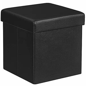 Taburet cu depozitare, Songmics, Negru, 38x38x38 cm