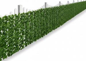 Gard artificial verde cu frunze, 300x100cm, verde inchis, panou decorativ pentru balcon si gard
