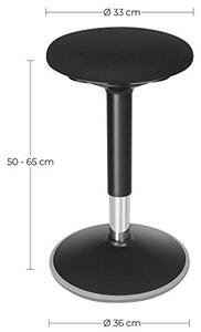 Scaun de bar, Songmics, Negru, 36x36x(50-65) cm