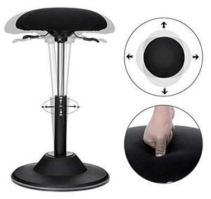 Scaun de bar, Songmics, Negru, 37x37x(50-70) cm