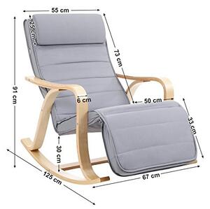 Scaun balansoar, Songmics, Gri, 116x67x88 cm