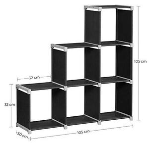 Set 6 cuburi de depozitare, Songmics, LSN63H, Negru, 11 x 41 x 41 cm