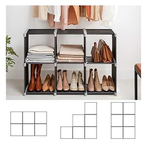 Set 6 cuburi de depozitare, Songmics, LSN63H, Negru, 11 x 41 x 41 cm
