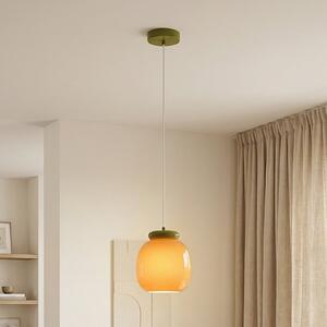 EGLO Lampă suspendată Berardelli, portocaliu/verde, Ø 23 cm, sticlă, E27, reglabil, Portocaliu, Camera de zi / sufragerie, Sticlă, Modern