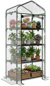 Outsunny Sera pentru Balcon Compacta cu 4 Rafturi pentru Plante, Sera pentru Gradina cu Acoperis din PVC Transparent, 70x50x160cm | Aosom Romania