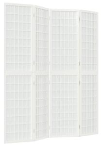 Paravan pliabil cu 4 panouri, stil japonez, alb, 160x170 cm
