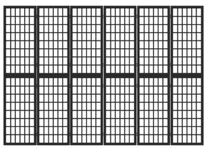 Paravan pliabil cu 6 panouri, stil japonez, negru, 240x170 cm