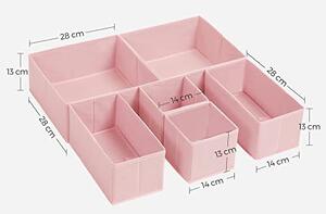 Set 6 organizatoare pentru sertare, Songmics, Roz, 28x28x13 cm