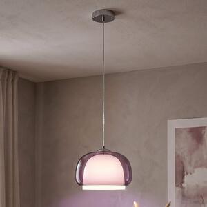 EGLO Lampă suspendată Belomontejo, Ø 30 cm, roz-transparent, sticlă, reglabil, Roz / Rosé, Camera de zi / sufragerie, Sticlă, Viața tânără