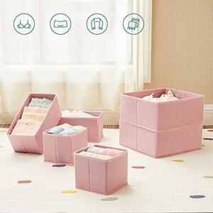 Set 6 organizatoare pentru sertare, Songmics, Roz, 28x28x13 cm