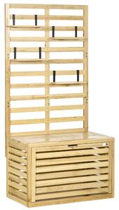 Outsunny Bancă de Depozitare pentru Grădină din Lemn de Brad cu Spalier Integrat și 4 Rafturi, Bancă de Depozitare Exterior Impermeabilă cu Închidere Magnetică, 80x45x160 cm, Culoare Lemn | Aosom Romania