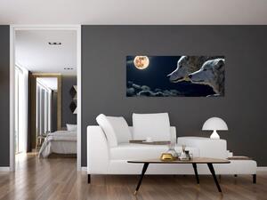Tablou cu lupi în lună (120x50 cm)