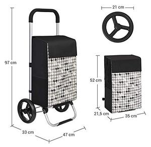 Carucior pentru cumparaturi, Songmics, Negru, 47x33x97 cm
