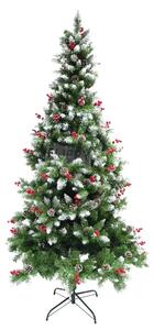 Brad artificial de Craciun Premium tip nins, decorat cu conuri pin rosii, inaltime 240 cm, 863 ramuri bogate, Tahagov, verde, suport metalic inclus