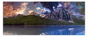 Tablou cu lac și munți (120x50 cm)