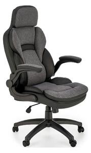 Scaun birou VALERIO, negru/gri, piele ecologica/panza, 67x69x120/128 c