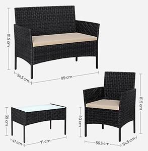 Set mobilier de gradina, Songmics, Negru, 58x49x85 cm