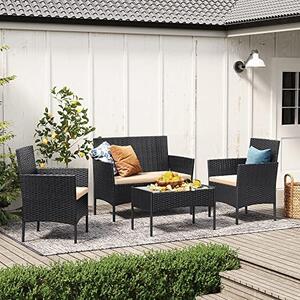 Set mobilier de gradina, Songmics, Negru, 58x49x85 cm