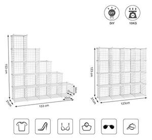 Set 16 cutii de depozitare, Songmics, Alb, 123x31x123 cm