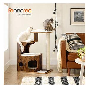 Copac pentru pisici, Feandrea, 86 cm, 3 perne, Maro Rustic