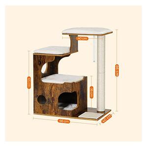 Copac pentru pisici, Feandrea, 86 cm, 3 perne, Maro Rustic
