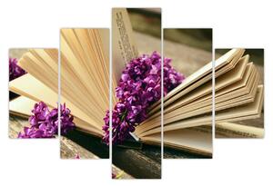 Tablou cu carte și floare violetă (150x105 cm)