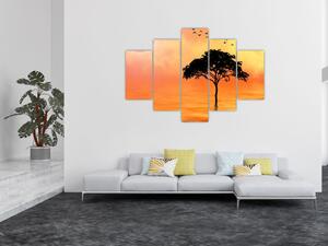 Tablou cu copac în apus de soare (150x105 cm)