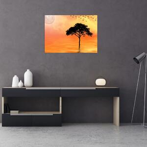 Tablou cu copac în apus de soare (70x50 cm)