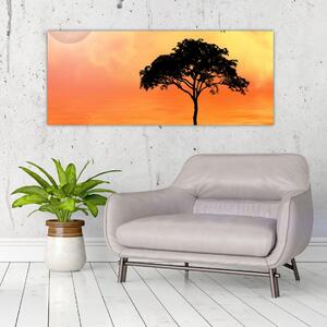 Tablou cu copac în apus de soare (120x50 cm)