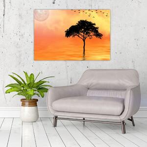 Tablou cu copac în apus de soare (90x60 cm)
