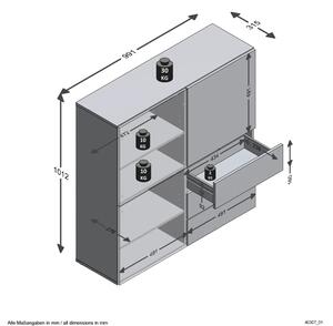 FMD Dulap cu 3 sertare și 3 uși, 99x31,5x101,2 cm, albastru 562-001E