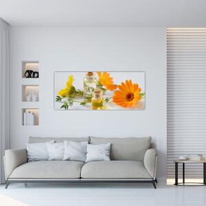 Tablou cu flori portocalii (120x50 cm)