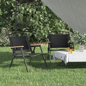 Scaune de camping, 2 buc., negru, 54x43x59 cm, țesătură Oxford
