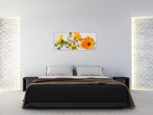 Tablou cu flori portocalii (120x50 cm)