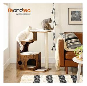 Copac pentru pisici, Feandrea, 86 cm, 3 perne, Maro Rustic