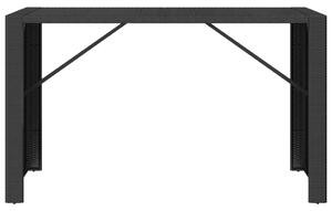Masă de bar cu blat din sticlă, negru, 185x80x110 cm, poliratan