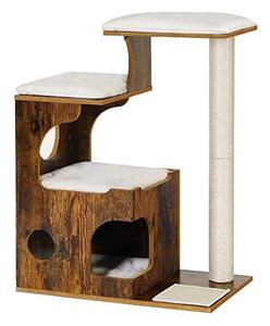 Copac pentru pisici, Feandrea, 86 cm, 3 perne, Maro Rustic