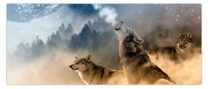Tablou - lupii urlând la lună (120x50 cm)